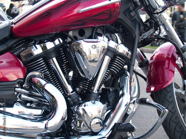 Fototapeta Shiny chrome plated motorcycle engine
