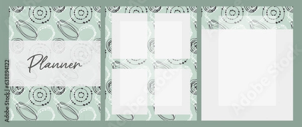 Fototapeta Planner templates for notes, reminders, plans, ideas, timetable, with abstract doodle pattern background. Vector illustration