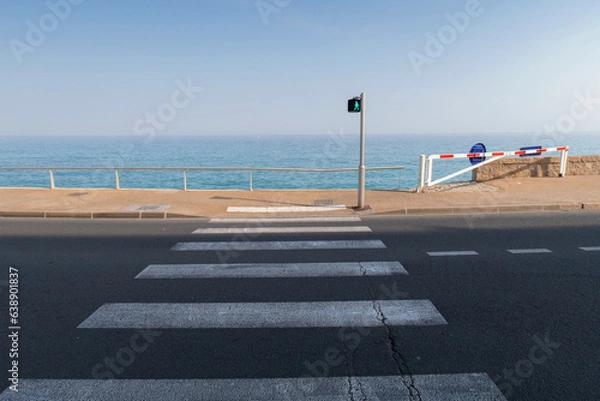 Obraz Pedestrian path turns green, inviting a coastal journey.