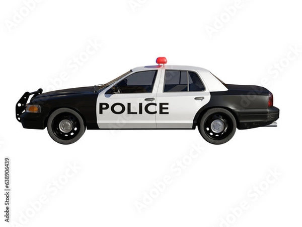 Obraz Police car side view isolated 3d render