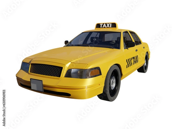 Obraz Taxi cab front angle view isolated 3d render