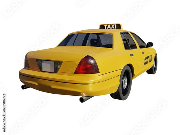 Obraz Taxi cab rear angle view isolated 3d render