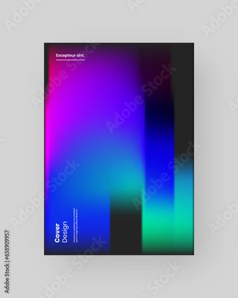 Fototapeta Abstract Posters Design. Vertical A4 format. Modern placard. Strict and discreet brochure. Stretched pixels effect, colorful stripes, speed gradient.