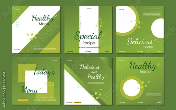 Obraz Set of Editable minimal square banner template. Suitable for social media post and web internet ads. Vector illustration with photo college