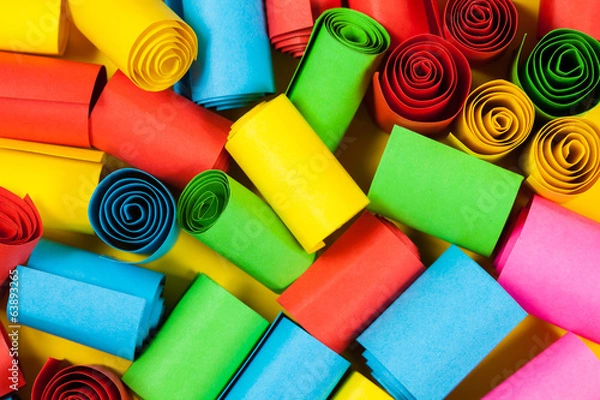 Fototapeta Sliced ​​twisted colored paper