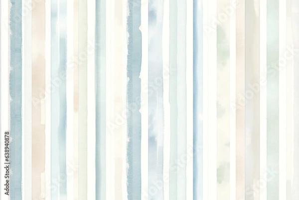 Obraz A trendy striped seamless pattern with a vertical watercolor texture. The soft blue and beige palette evokes a coastal and marine ambiance.