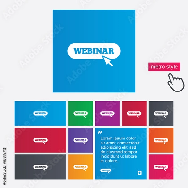 Obraz Webinar with cursor pointer sign icon. Web study