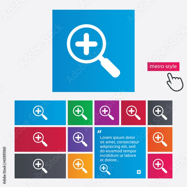 Fototapeta Magnifier glass sign icon. Zoom tool. Navigation