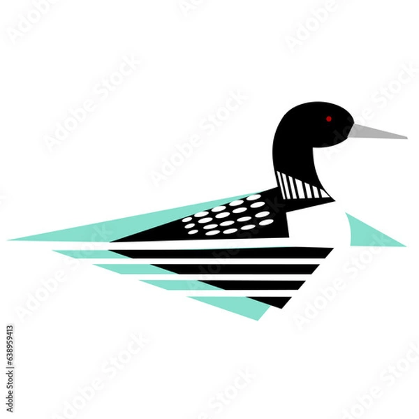 Obraz Common Loon On Lake Illustration