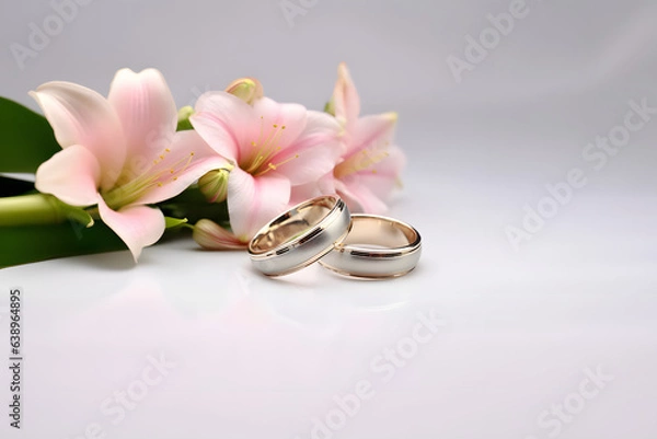 Obraz wedding rings and flower