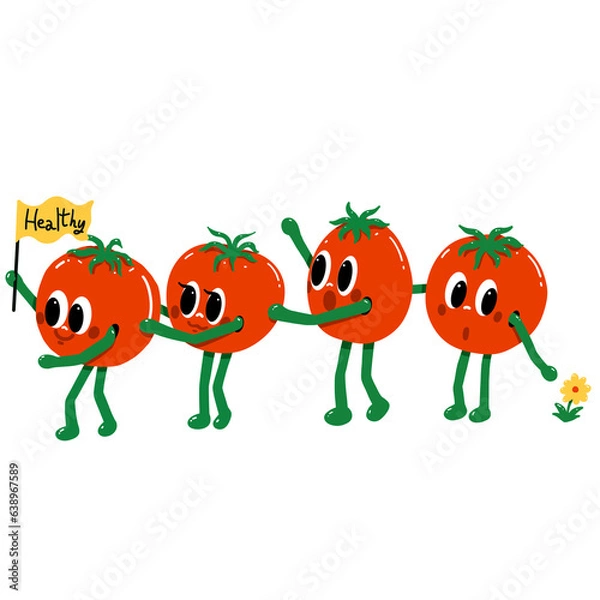 Obraz Tomato cartoon characters set
