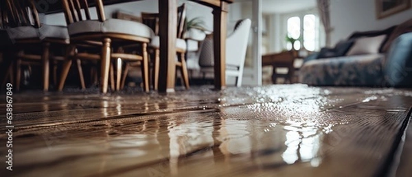 Fototapeta Flooded floor at home. Generative AI