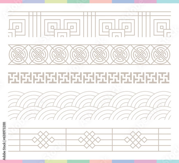 Fototapeta Collection of various traditional Korean patterns and frames.
