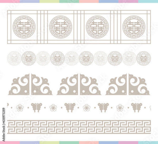 Fototapeta Collection of various traditional Korean patterns and frames.
