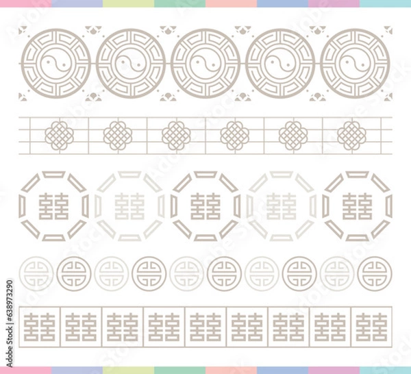 Fototapeta Collection of various traditional Korean patterns and frames.
