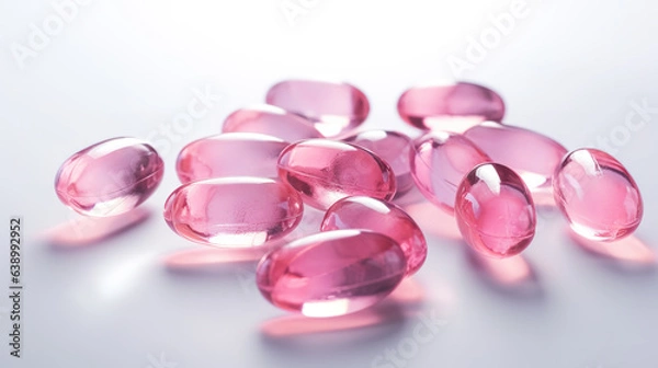Obraz Pink transparent vitamins on a light background