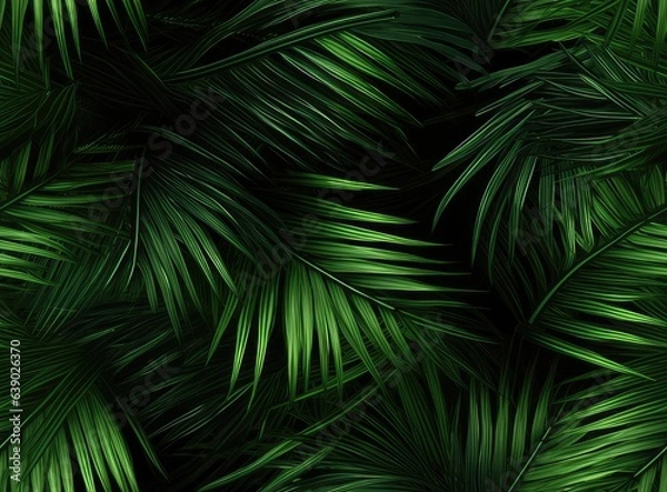 Fototapeta Green palm leaf pattern texture abstract background. Tropical palm leaves, floral pattern background. SEAMLESS PATTERN. SEAMLESS WALLPAPER.