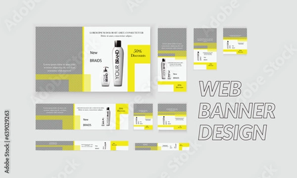 Fototapeta Abstract web template Set, Horizontal header web banner. Modern cover header background for website design, Social Media Cover ads banner, flyer, Web Banner Set. 