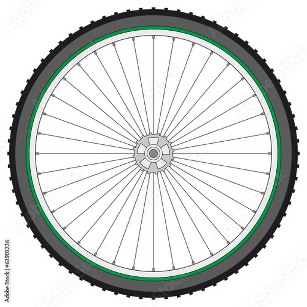 Obraz Mountain bicycle wheel on a white background, vector