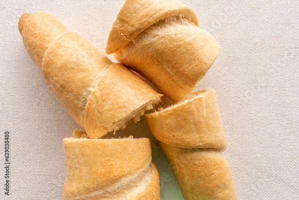 Obraz Delicious Salted Breadstick: Crispy Snack on a Clean White Background