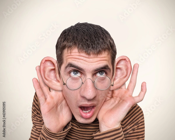 Obraz Man listening with big ears.