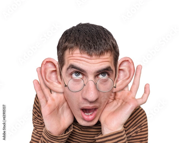 Obraz Man listening with big ears.