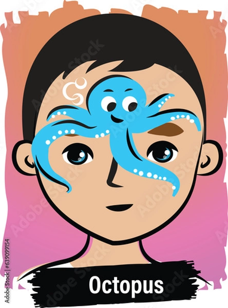 Fototapeta Face-Painting Creative Card Design- Octopus