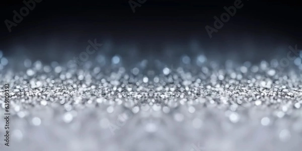 Fototapeta Glittering crystals textured surface closeup. Defocused distance empty background AI graphic. Black white illustration.