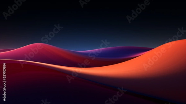 Obraz Minimalist smooth waves visualization, Mountain sunset abstract landscape illustration | Generative AI