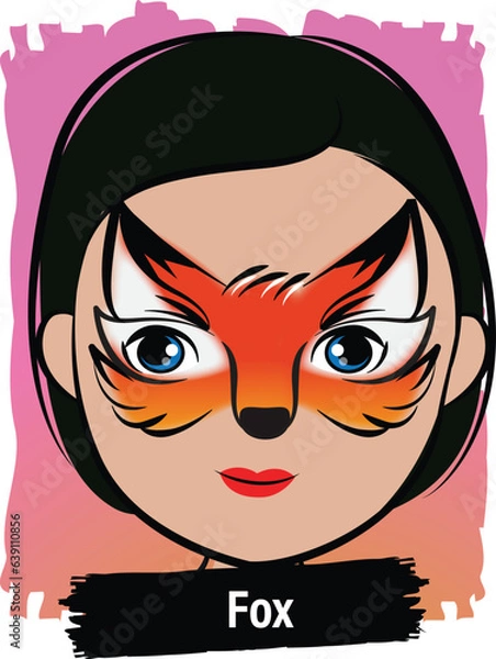 Fototapeta Face-Painting Creative Card Design- Fox
