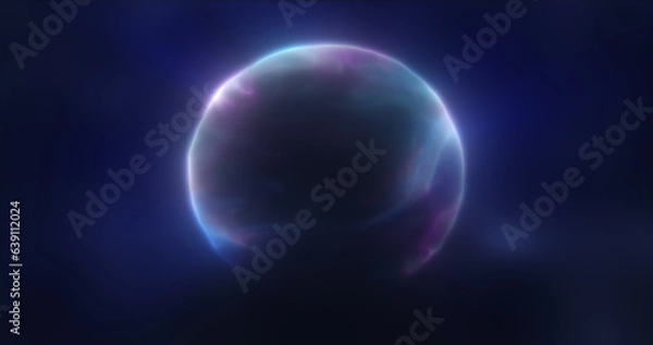Fototapeta Abstract blue energy sphere round glowing magical digital futuristic space background