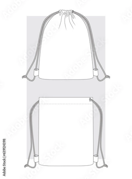 Obraz Drawstring Bags technical sketch. Vector ullustration.