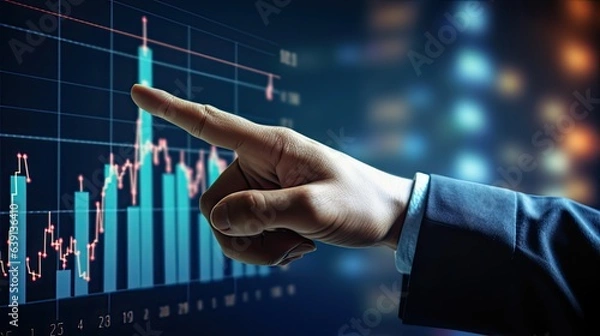 Obraz point on graph stock, financial background, benefit, spreadsheets, graph financial development, bank accounts, statistics, economy, data analysis, investment analysis, stock exchange