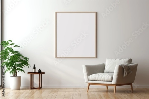 Fototapeta Mock up poster frame in modern interior home background
