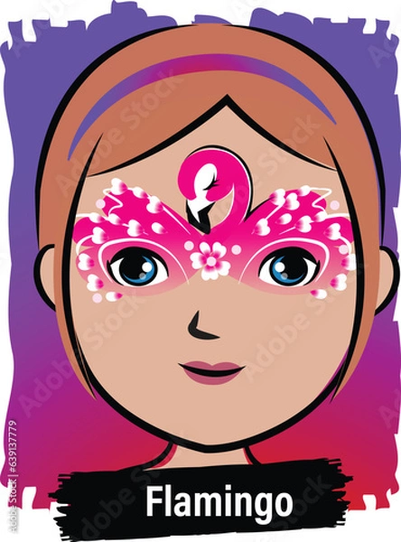 Fototapeta Face-Painting Creative Card Design- Flamingo Mask