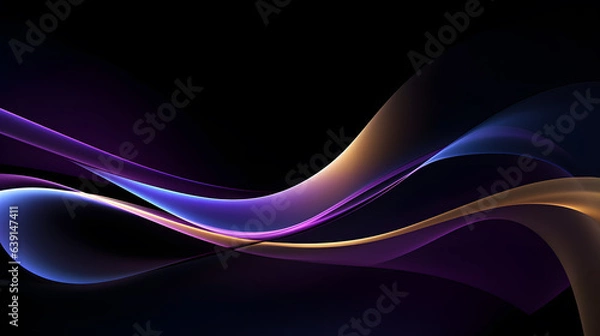 Fototapeta abstract background with a glowing wavy pattern on a black background