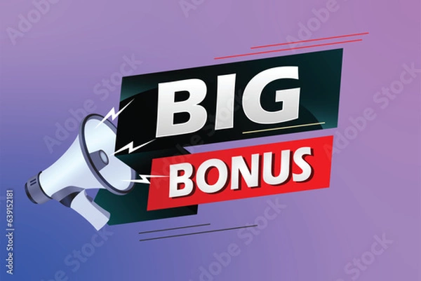Obraz Big bonus word concept vector illustration with megaphone and 3d style, landing page, template, ui, web, mobile app, poster, banner, flyer, background, gift card, coupon, label, wallpaper	