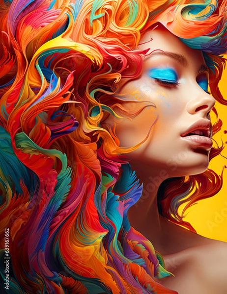 Fototapeta Pop Art fantasy woman hair poster