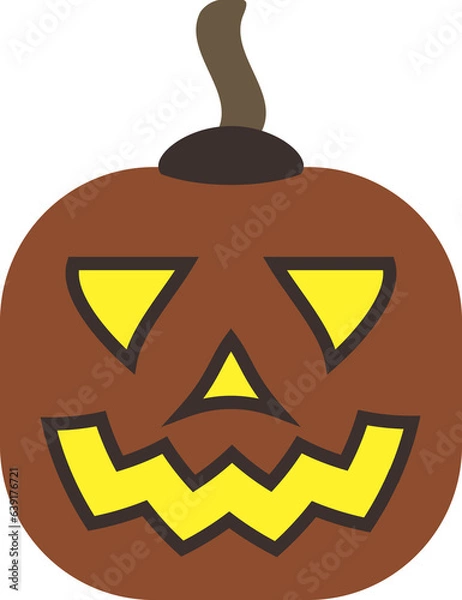Obraz Pumpkin with carved smile. Terrible grimace. Smiling cute glowing gourd face. Squash vegetable decoration. Halloween holiday. Spooky face on white backdrop. October natural symbol. Flat icon.