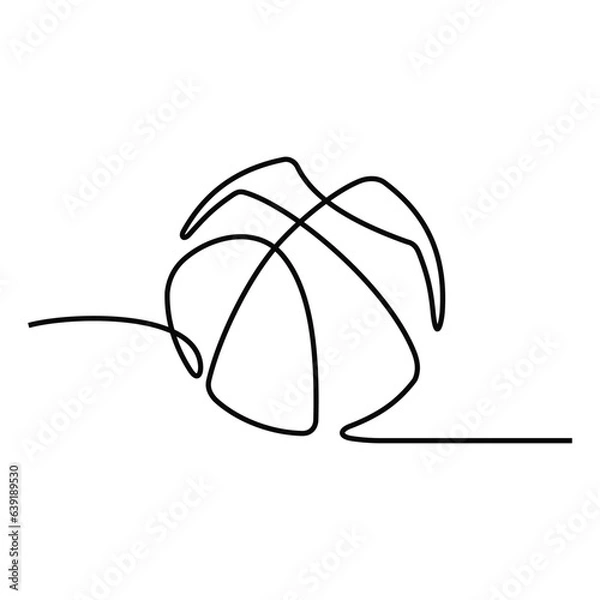 Fototapeta Basketball. Continuous line. Hand drawn. One line. Logo design. Vector. illustration