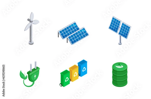 Obraz Green technology isometric icons set.
