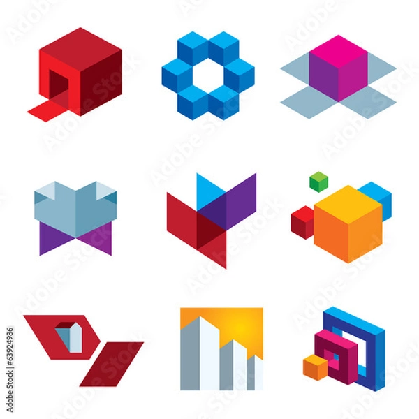 Obraz Human great imagination and box cube creativity icon set
