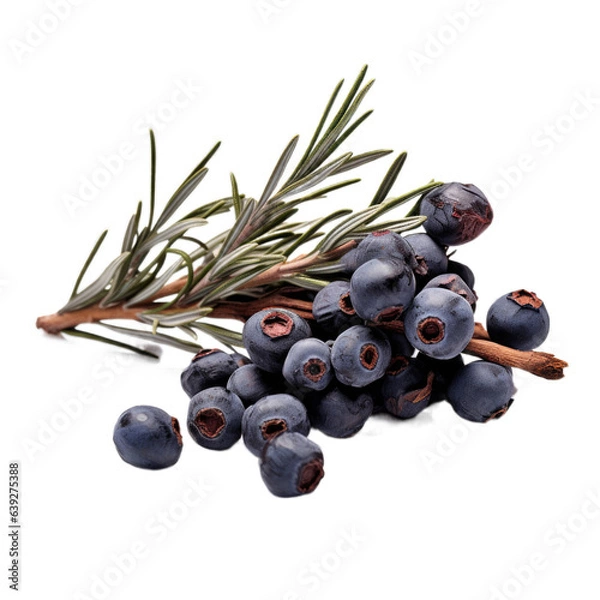 Obraz Juniper berries dried flower isolated on transparent background. Generative AI