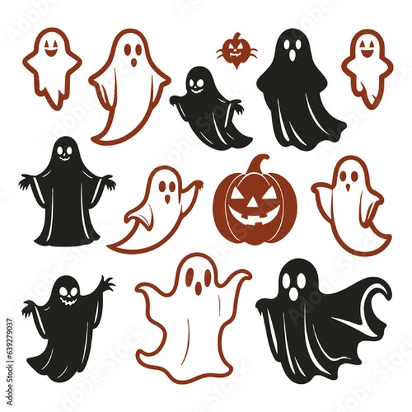 Obraz cute Halloween ghost icon vector set for logo