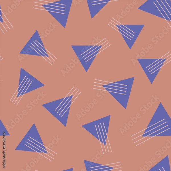 Fototapeta Vector violet triangles lines orange repeat pattern