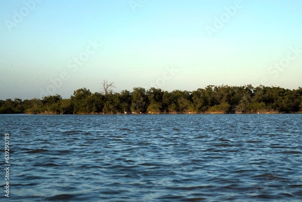 Fototapeta Los Flamencos National Reserve, Colombia - January 2 2023: Sunset sea close-up view romantic beautiful background