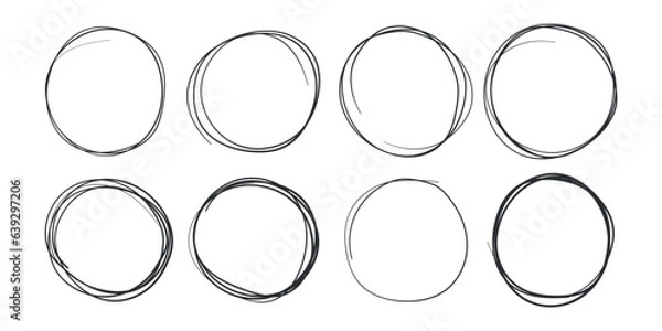 Fototapeta Circle line sketch icon in hand drawn style. Circular scribble doodle vector illustration on isolated background. Pencil or pen bubble sign business concept.