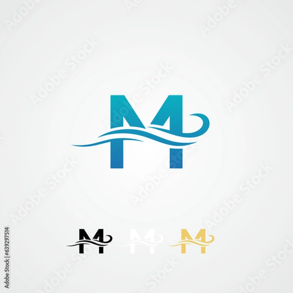 Fototapeta abstract initials "M" combination of waves set