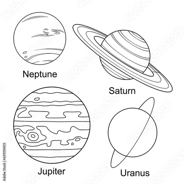 Obraz planet line art for coloring book vector illustration