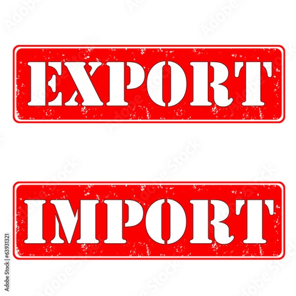Obraz Import export rubber stamps, vector illustration